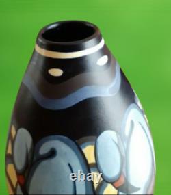 Rare Vase Keramis Aux Herons Polychrome Signe Charles Catteau N 989
