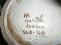 Rare vase cylindrique Art Deco Quimper HB signé Renaud