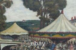 René THOMSEN (1897-1976). Fête foraine, manèges, Paris