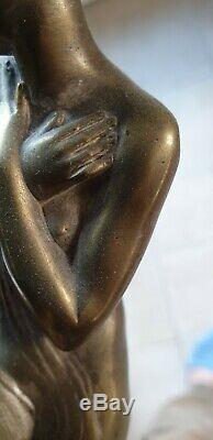 Sculpture Art Deco Old Bronze Le Fagays 1892-1935 Shy Fondeur Etling No Copy