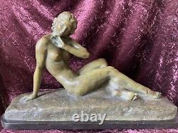 Sculpture Bronze Femme Nue Allonge Giovanni P Cipriani Epoque Art Deco Vers 1930