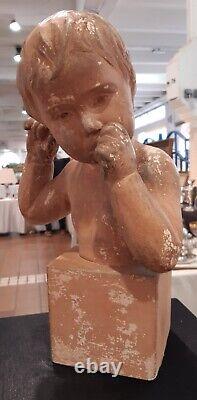 Sculpture En Terre Cuite De Guero Sculpteur Art Deco Enfant