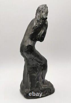 Sculpture Terre cuite Emaillée Femme Nue Signé Georges Regnault Art Déco 1930