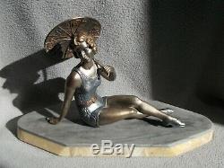 Sculpture art deco BALLESTE statuette femme baigneuse bathing beauty figurine