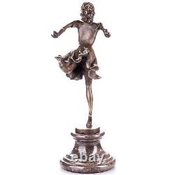 Sculpture danseuse Art déco en bronze sur un marbre noir d'après Milo