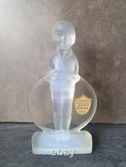 Sculpture statuette enfant en verre art deco 1930 signé REA era lalique sabino