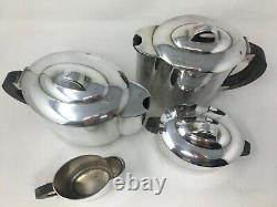 Service Art déco Métal Argenté Signé Ercui Thé Café Lait Sucre Silver Plated chr