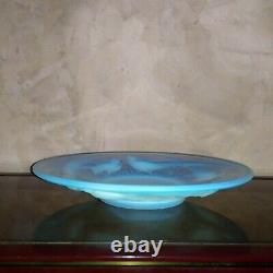 Signé Verlux grande coupe plat en verre opalescent Faisans Art Déco (Sabino)
