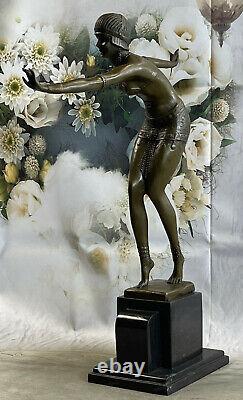 Signée Chiparus Élégant Danseuse En Véritable Bronze Art Déco Sculpture Hot Cast