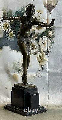 Signée Chiparus Élégant Danseuse En Véritable Bronze Art Déco Sculpture Hot Cast