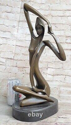Signée Deco Bronze Sculpture Cubism Chair Fille Abstrait Art Moderne Figurine De