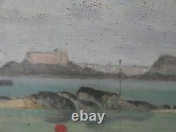 St Malo en 1919 huile sur panneau signé J. Python art déco