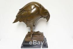 Statue Aigle Oiseau Animalier Style Art Deco Style Art Nouveau Bronze massif Sig