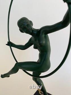 Statue Art Deco Briand Bouraine Max Le Verrier Danseuse Au Cerceau N 918 E670