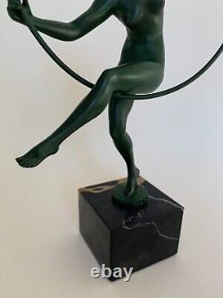 Statue Art Deco Briand Bouraine Max Le Verrier Danseuse Au Cerceau N 918 E670