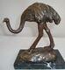 Statue Autruche Oiseau Animalier Style Art Deco Bronze Massif Signe