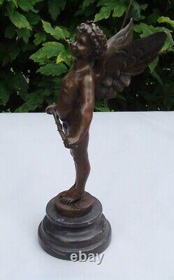 Statue Sculpture Ange Bebe Style Art Deco Style Art Nouveau Bronze massif Signe