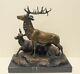 Statue Sculpture Cerf Animalier Chasse Style Art Deco Style Art Nouveau Bronze M