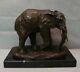 Statue Sculpture Elephant Animalier Style Art Deco Bronze Massif Signe