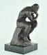 Statue Sculpture Le Penseur Style Art Deco Style Art Nouveau Bronze Massif Signe