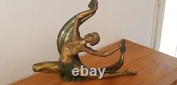 Statue bronze La danseuse au voile signée Jean Lormier art deco XXe siècle