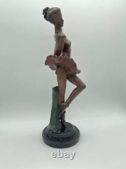 Statue en Bronze de danseuse par Pierre Le Faguays / Fayral Ouvre d'Art Déco