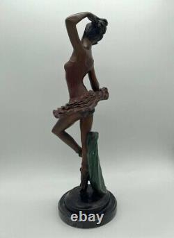 Statue en Bronze de danseuse par Pierre Le Faguays / Fayral Ouvre d'Art Déco