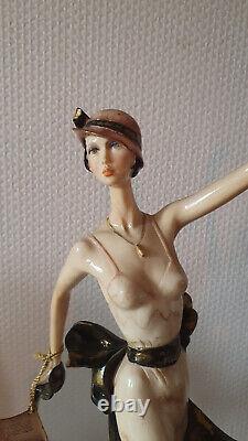 Statuette femme art déco A. Santini Capodimonte hauteur 49 cm