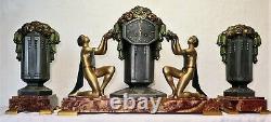Superbe pendule garniture signée G. LIMOUSIN art déco french clock