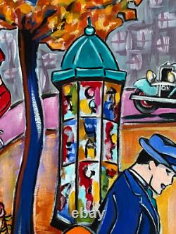 Tableau Art Deco Kris Milvy A la Terrasse du Café Parisien PARIS 60x40 DROUOT