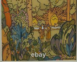 Tableau, Dessin original art déco encre et aquarelle Paul Charavel 1877-1966