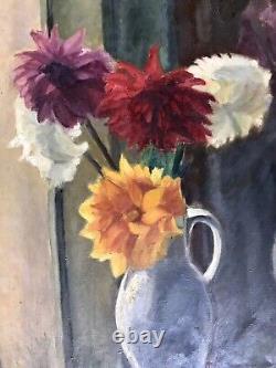 Tableau Vintage Fleurs Dans Un Vase Vers 1950