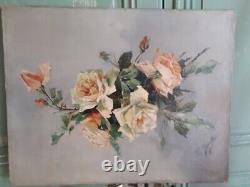 Tableau ancien nature morte au Roses La Toile Ancienne