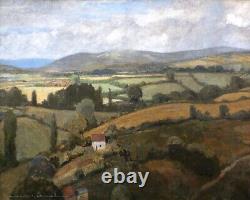 Tableau encadré paysage plaine vallée Loire vin Jean Adrien MERCIER Art Déco