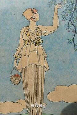Tableau estampe élégantes dyptique Art déco signé Georges BARBIER (1882-1932)