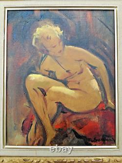 Tableau moderne Nu féminin Paul SERVAIS 1884-1958 Var Toulon Provence Cadre doré