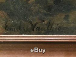 Tableau peinture ancienne nu au miroir Émile Vauthier 1925