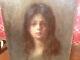 Tableau Peinture Portrait Jeune Fille Impressionniste Porte Signature Russe