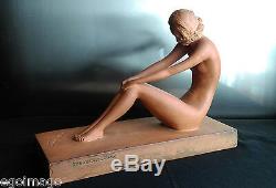 Ugo Cipriani (1887-1960) Sculpture Femme Nue En Terre Cuite Art Déco