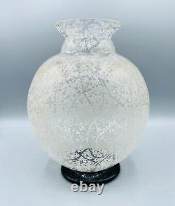 Vase Boule Art Deco En Verre Grave A L'acide Signe Daum Nancy France Vers 1930