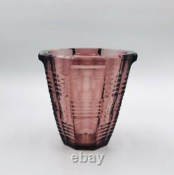 Vase Cristal Czech Art Déco Art Glass Moser Bohème Signé Tchécoslovaquie