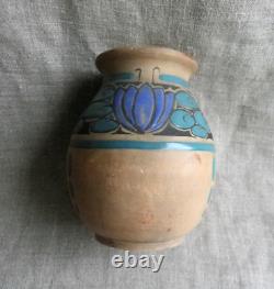 Vase Époque Art Déco Signé Jean Leclerc Vallauris Terre Cuite Décor Émaillé