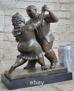 Vintage Bronze Sculpture Américain Ladyand Homme Chubby Signée Botero Art Déco