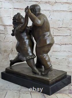 Vintage Bronze Sculpture Américain Ladyand Homme Chubby Signée Botero Art Déco