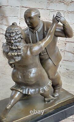 Vintage Bronze Sculpture Américain Ladyand Homme Chubby Signée Botero Art Déco