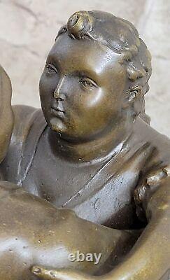 Vintage Bronze Sculpture Américain Ladyand Homme Chubby Signée Botero Art Déco